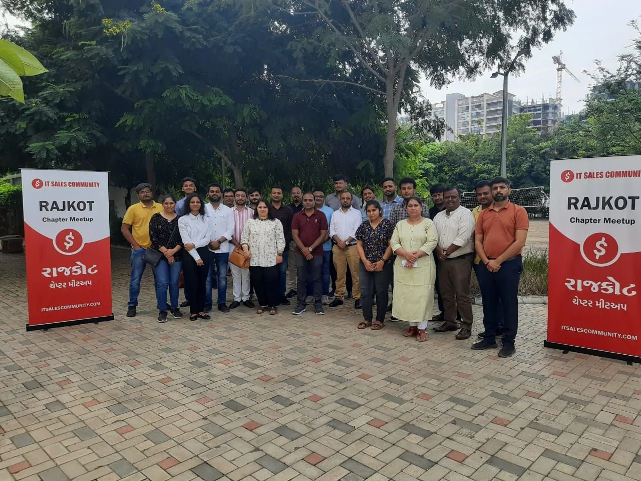 Jaydeep Adesara with attendees at the IT Sales Community Rajkot chapter meetup
